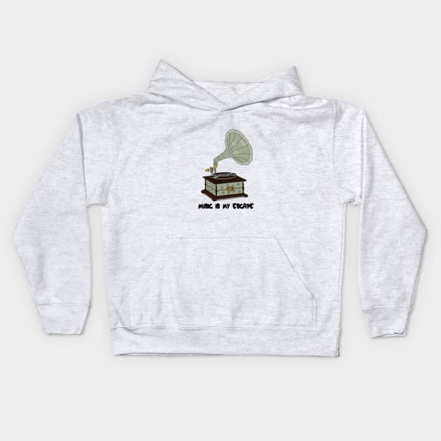 Gramophone Kids Hoodie by MrJoke